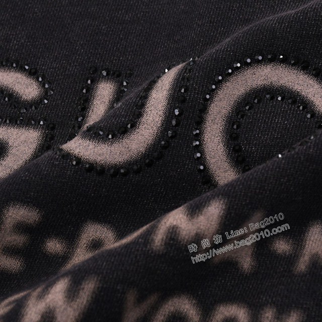 Gucci古奇專櫃古馳2023FW新款重工洗水紮染燙鑽圓領衛衣 男女同款 tzy3203